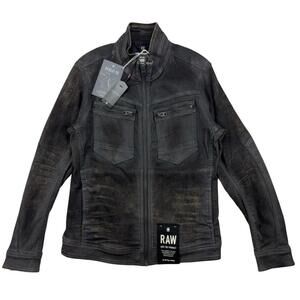 G-Star RAW Arc Zip 3D Slim Denim Jacket Dark Aged Cobbler Grey Size XL